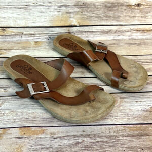 Yokono Womens Brown Leather Slip On Summer Thong Sandals Beach Shoes 8